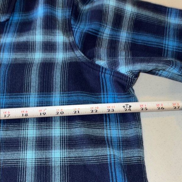 Orvis Women’s XXL Fleece Flannel Shacket Jacket Blue Plaid Cotton Snap Button - Picture 4 of 6